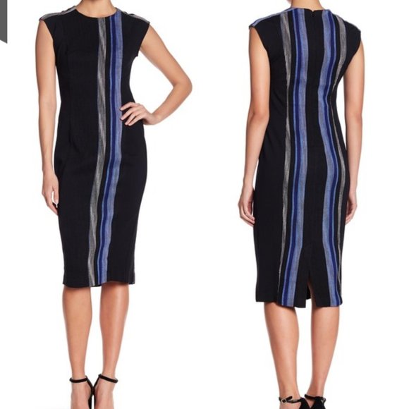 NWT Rachel Roy Navy Fitted Slim Midi Dress 6 SMALL - Picture 3 of 10